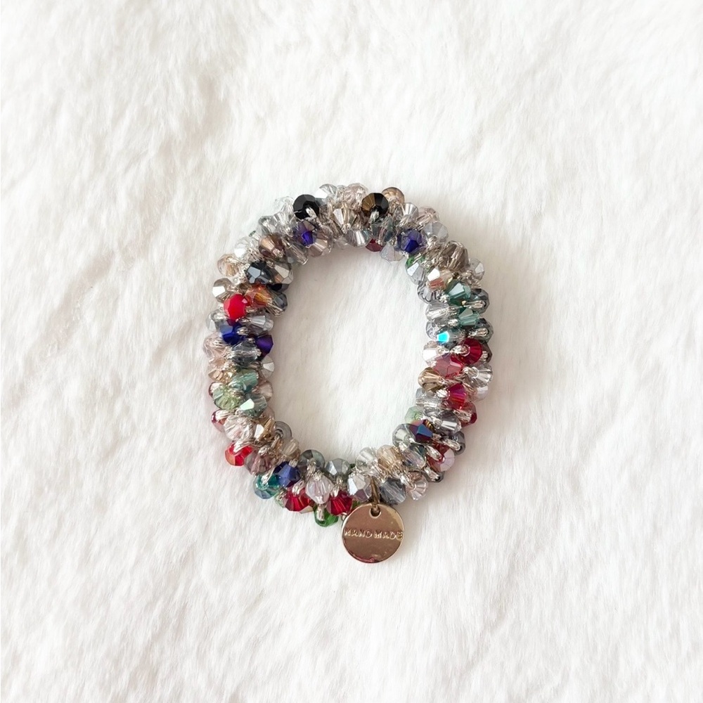 5/$15 🩷 MUST BUNDLE Vintage Y2K Multicolor Crystal Beaded Hair Tie